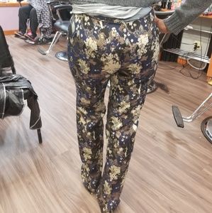 Shancouture Floral brocade trench and pants